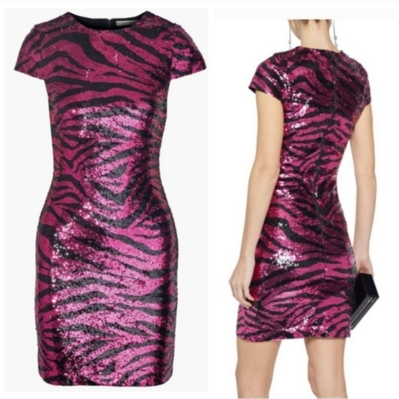 Alice + Olivia nat tiger print sequin mini dress Size 12 NWOT $695 - Picture 2 of 15